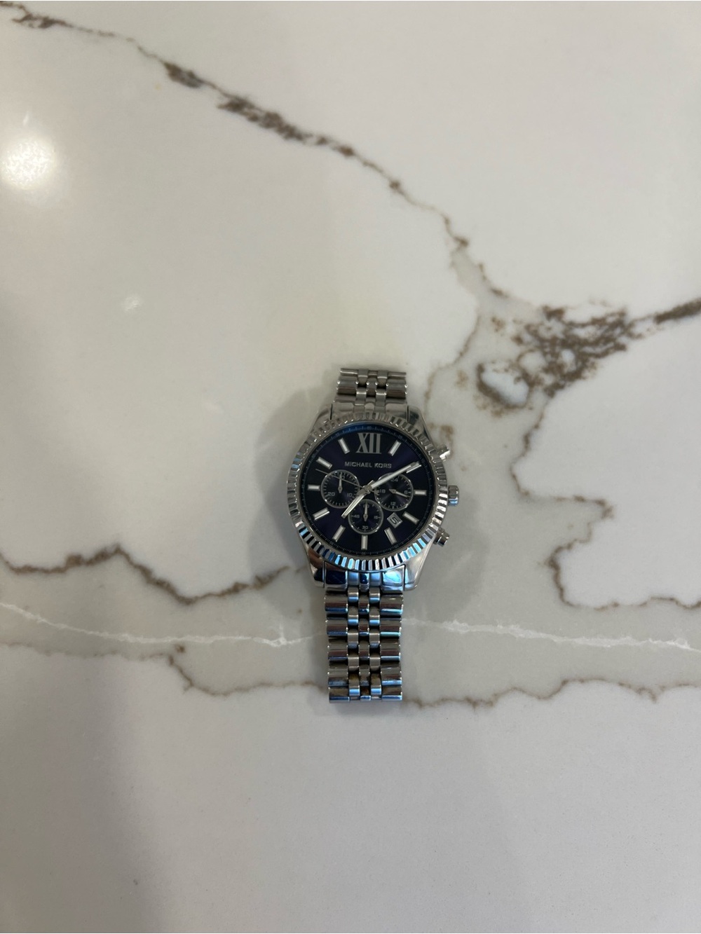 Michael Kors Men's Silver Bracelet Watch with Black Dial
